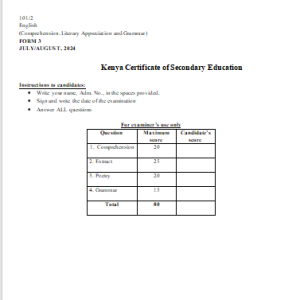 ENGLISH PP2 End of Term 2 2025 Exam – Questions and Answers Cover Page